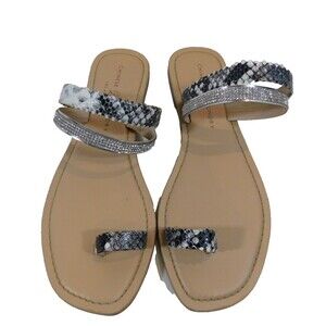 Chinese Laundry  Safari Slip On Flat Sandals Women's sz 8 M  Black White